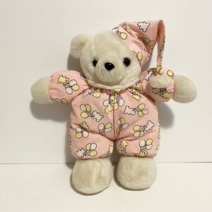 VTG 90's Emson Glow in Dark Teddy Bear Plush Pink Balloon Pj's Stuffed Animal